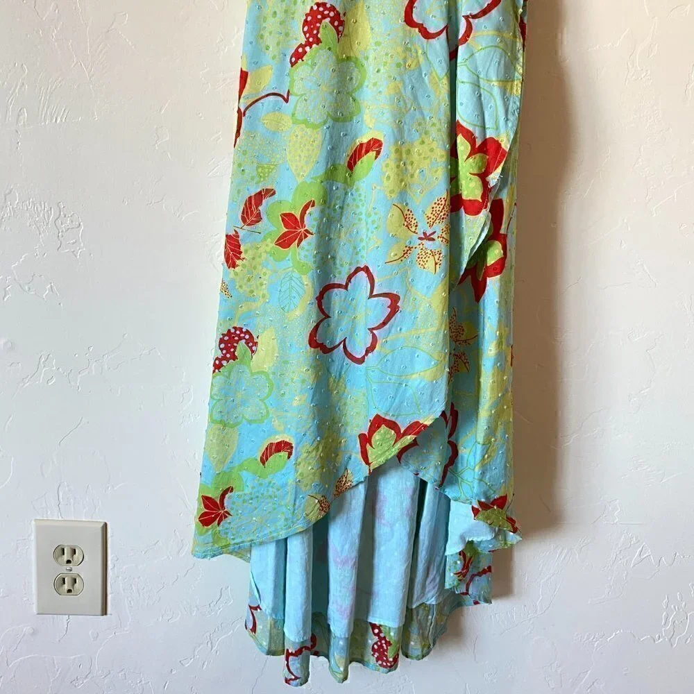 ModCloth Lift Your Wings Wrap Dress Sea Blue Floral - Picture 5 of 12